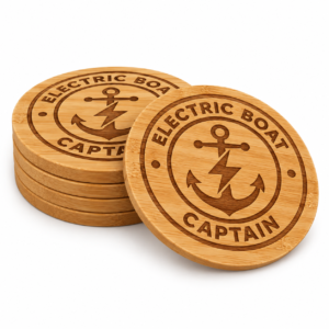 Electric Boat Captain Bamboo Coasters (set of 5)